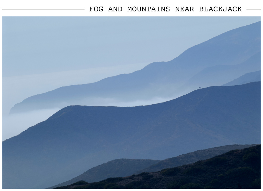 Fog and Mountains Near Blackjack postcard photo